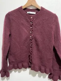 ZARA フリルニットカーディガン