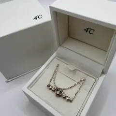 【美品❣️】4°C ヨンドシー 2連 ブレスレット ハート ピンク シルバー 刻印
