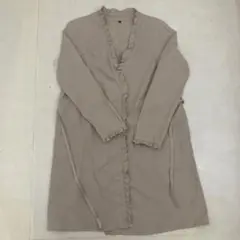 無印 フリル ベージュコート 麻レーヨン