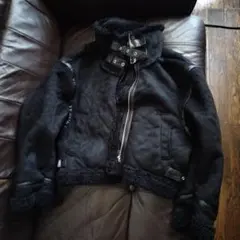 ボア付きムートン風ライダースジャケット