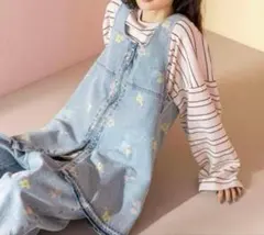 ニコアンド　2025SS 花柄デニム　2way ワンピース　ベスト　ジップ