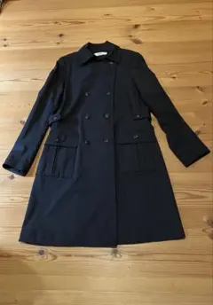 コントワー•デ•コトニエ　黒ロングコート　ダブルブレストトレンチコート