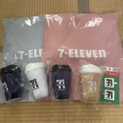 7-Eleven カップ型マスコット＆トートバッグ、ラバーコレクションのセット
