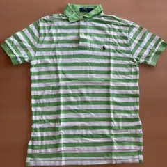 Polo Ralph Lauren 緑と白ストライプ ポロシャツ S