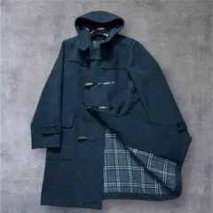 訳あり　バーバリーブラックレーベル　ダッフルコート　L　ダークグレー　フード付き