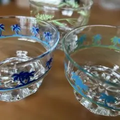 昭和レトロ ヤシの木デザイン ガラスデザートカップ 3個セットのサムネイル