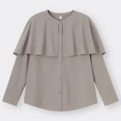GU ジーユー ケープ カラー ブラウス 長袖 ブラウン 完売品のサムネイル
