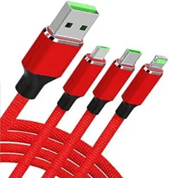 ✨特別セール中✨　USB 等多機能対応 1対3の編組データケーブル　2個セット