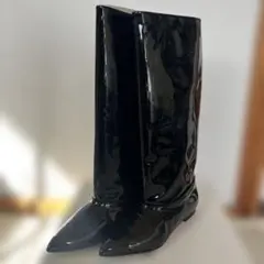 9.9万✨未使用 ネブローニ ロングブーツ 24年製 ブラック 39 イタリア製 イタリア製 ロングブーツ レディース 本革 厚底 ラウンドトゥ