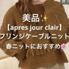 apres jour clair フリンジケーブルニット レディース 秋服 短丈のサムネイル