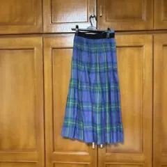 新品未使用青緑と紫のチェック柄フレアスカート
