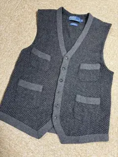 未使用に近い　ポロラルフローレン　ラムウール　ニットベスト　ヘリンボーン　M