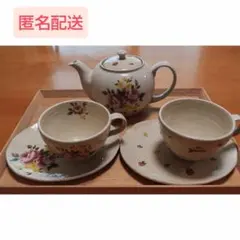 お値下げ 愛陶製 バラ柄ティーポット ティーカップ2客セット