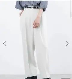 JUNRED ライトスルーワイドストレートパンツ 白　M