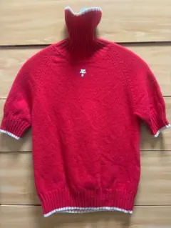 【極美品/30年前】ヴィンテージ クレージュ21 半袖ニット タートル 赤 38