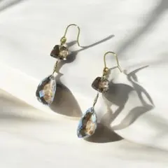 [No.59] クリスタル スモーキークォーツのピアス イヤリング 16kgp