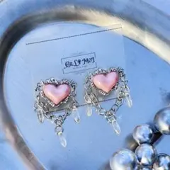 《Pierce❻》ハート×チェーン ピアス ハンドメイドピアス 地雷系 Y2K