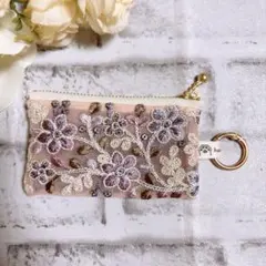 インド刺繍リボン　ポーチ　マルチポーチ　ハンドメイド　ミニポーチ　NO3561