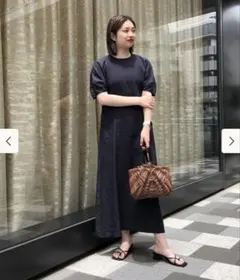 デミルクスビームス リネンパフスリーブワンピース ネイビー Mサイズ