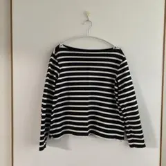 UNIQLO 黒と白のストライプ 長袖Tシャツ L