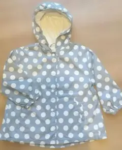 【ZARA】パッカブルレインコート 3-4才 104cm ドット柄 ブルーグレー