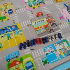 道路 線路 あそべるレジャーシート タウンマップ プレイマット ミニカー13台のサムネイル