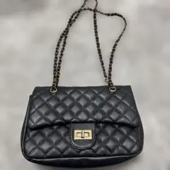 プロズヴェール 2wayキルティングショルダーバッグ ブラック×ゴールド