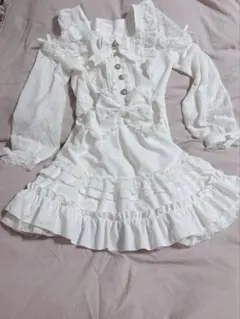 【LIZLISA】 ティアラリボンティアードワンピース ホワイト‎