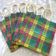 伊勢丹 チェック柄 紙袋 ショッパー 中7枚セット 紙紐