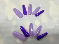 ハンドメイド 紫系ネイルチップ10個セット