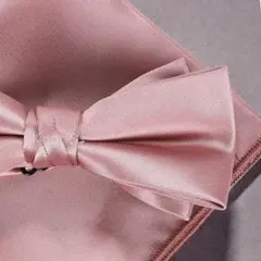 蝶ネクタイ　チーフ　2点セット ピンク a5