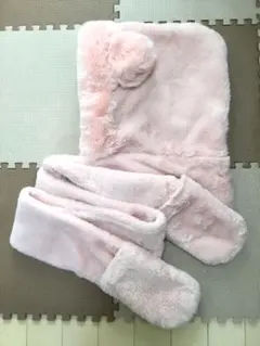 クマ耳付きフリースフードセット