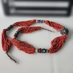 タジキスタン ハンドメイド ビーズ刺繍 ネックレス 赤黒白緑 - メルカリ