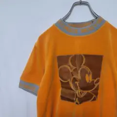MICKEY&CO. ベロア 半袖 Tシャツ ステッチ ロゴ