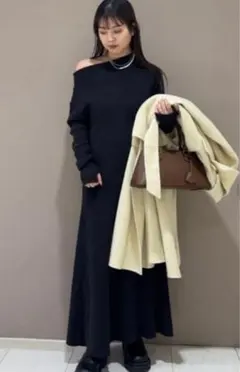 新品　ミラオーウェン　オフショルダー ロングリブニットワンピース