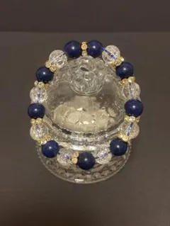 399. ラピスラズリ・虹入りクラック水晶 天然石ブレスレット