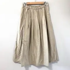◉Cotton House Aya　ミモレ丈タックスカート　ベージュ　M
