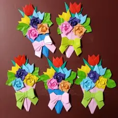 折り紙メダル チューリップ花束 8枚 メッセージカード - メルカリ