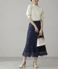 N. Natural Beauty Basicケミカルレースフレアロングスカート