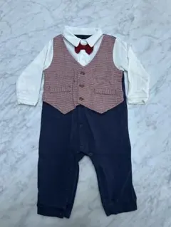 ベスト付きロンパース ネイビー/ホワイト　80