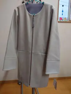 ライトグレー フリース ジップアップコート