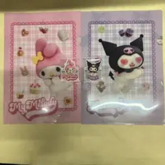 マイメロクロミクリアファイル　ステッカー2種類コンプリート1セットずつ計4枚