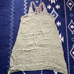 HB オリーブグリーン ノースリーブチュニック　アジアン　エスニック　ボヘミアン