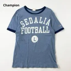 チャンピオン リンガーTシャツ ロゴ刺繍 SEDALIA プリントロゴ 青系 M
