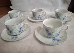 未使用☆PANSY CHINA☆昭和レトロ 花柄カップ& ソーサー5点セット