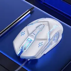 ホワイト ゲーミングマウス 有線