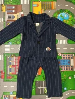 ベビー キッズ フォーマルスーツ ストライプ セットアップ ネイビー サイズ90