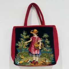 FEILER 刺繍デザイン トートバッグ 赤