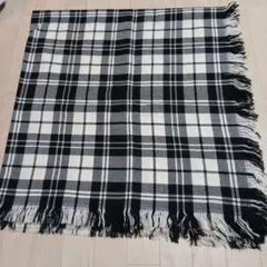 チェック柄フリンジ付きブランケット