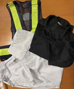 【3着セット】作業用ベストとタック入りグレーパンツセット